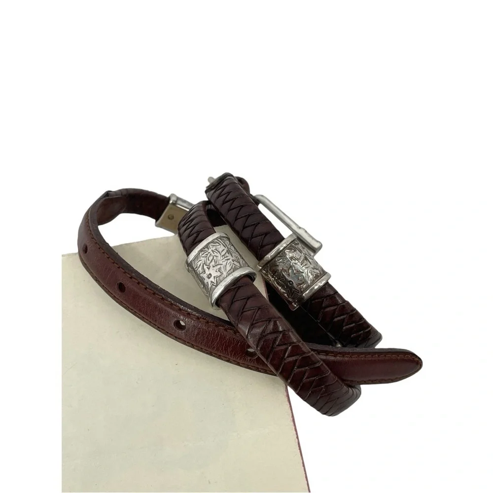 Fossil Braided Leather Silver Accents Boho Western Chic Rodeo Cowgirl Belt - S